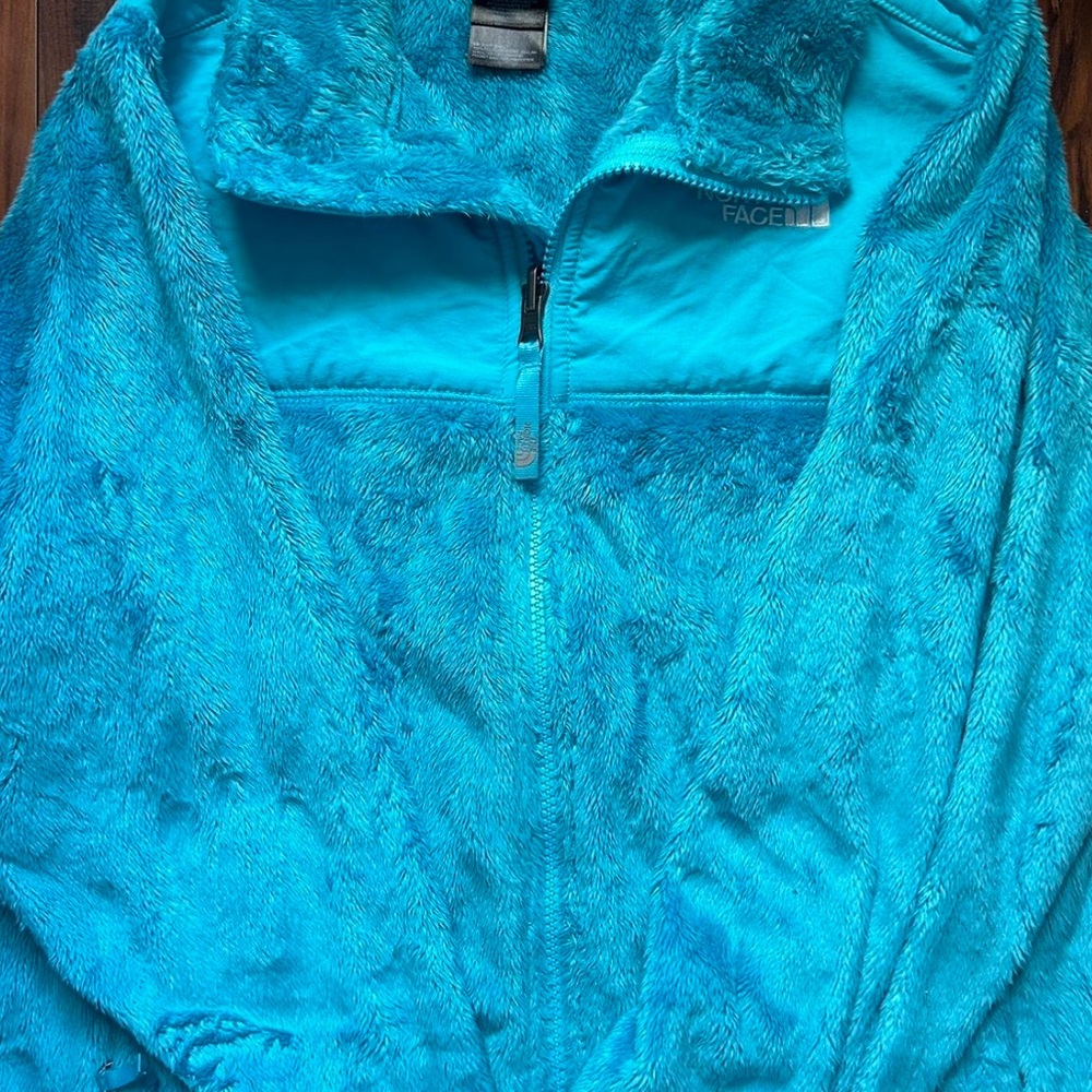 Blue the north face fleece fuzzy winter jacket coat